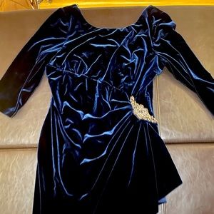 Alex evenings blue velvet midi dress